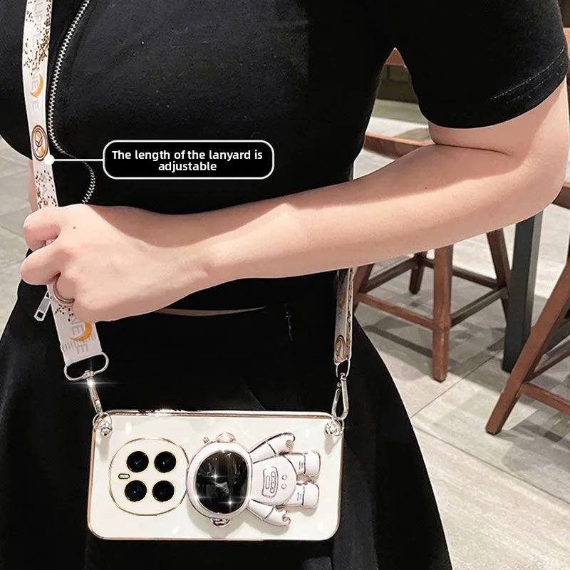 Funda para Honor Magic 8 Pro, Funda trasera de astronauta de silicona suave galvanizada a la moda para Honor magic 8, Funda a prueba de golpes con cordón - imagen 3