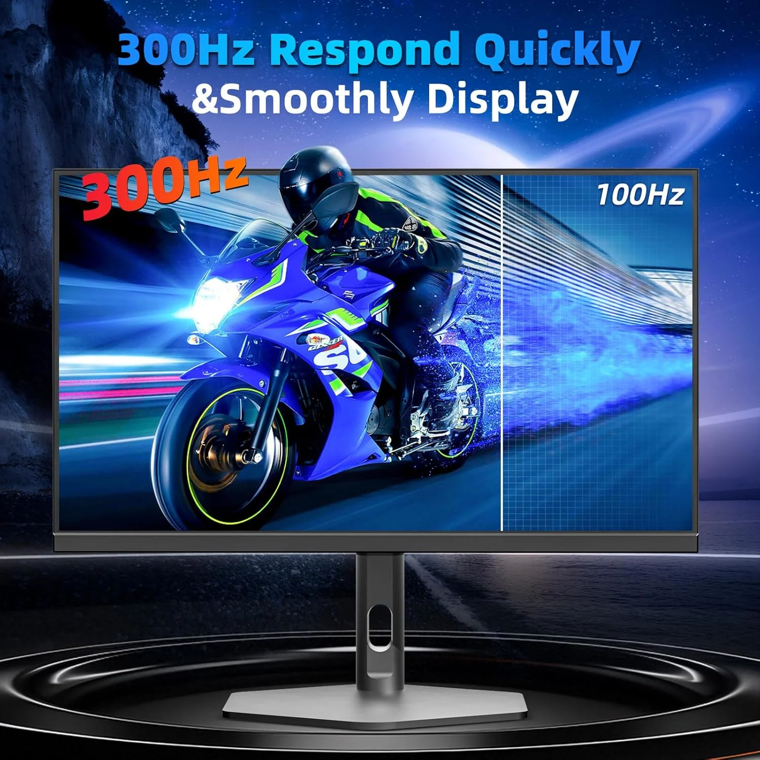 FYHXele 27ich 2K 300Hz Monitor para juegos 1440P 0.8ms Soporte ultrafino totalmente ajustable sin marco Soporte FreeSync VESA DP Puerto HDMI - imagen 2