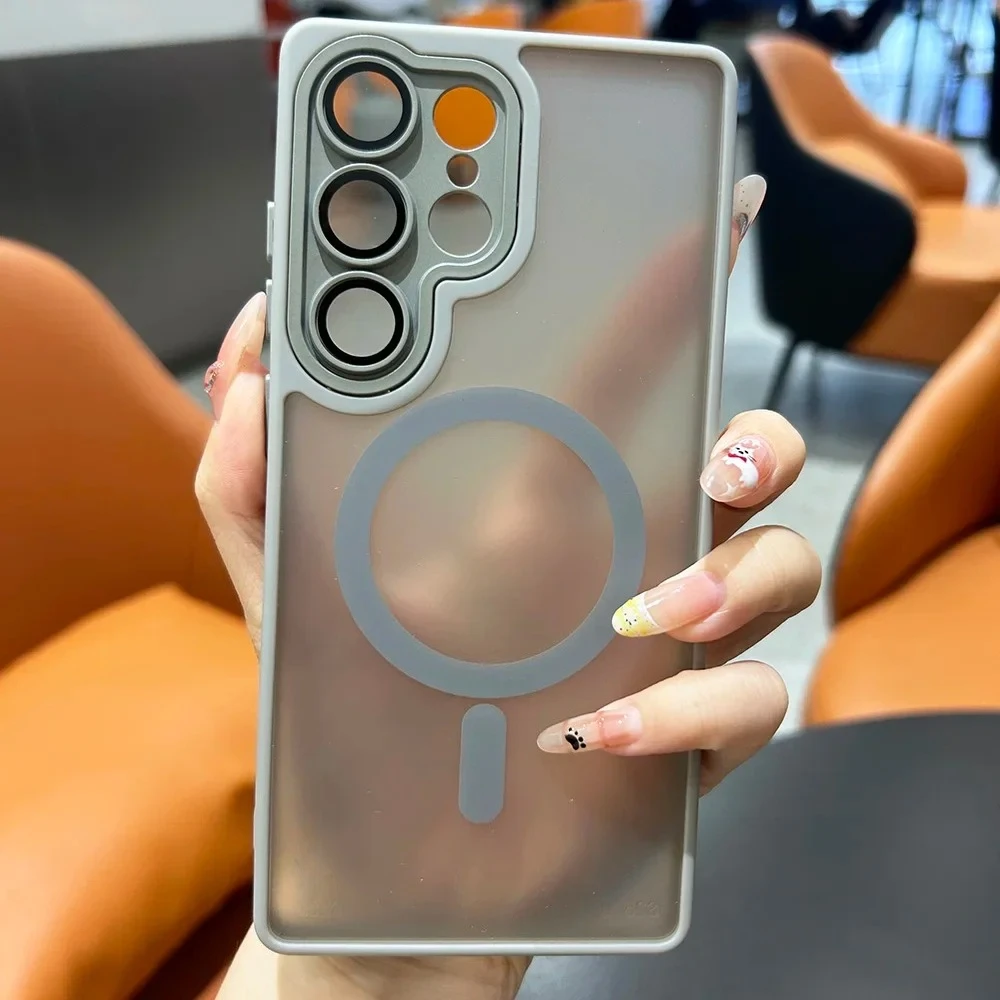 Funda transparente glaseada para Samsung Galaxy A56 A36 A26 A55 A35 A25, protección de lente, cubierta de carga magnética - imagen 3