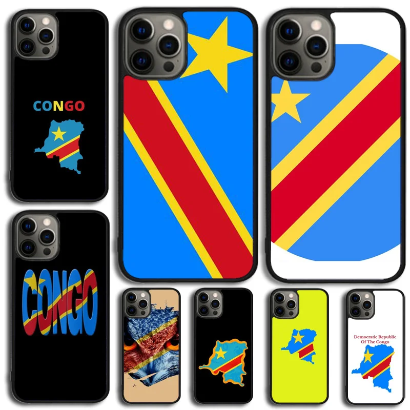 Funda de teléfono con bandera de la República Democrática del Congo para iPhone 17 Air 15 13 Pro Max 16 14 Plus 11 12 Apple max