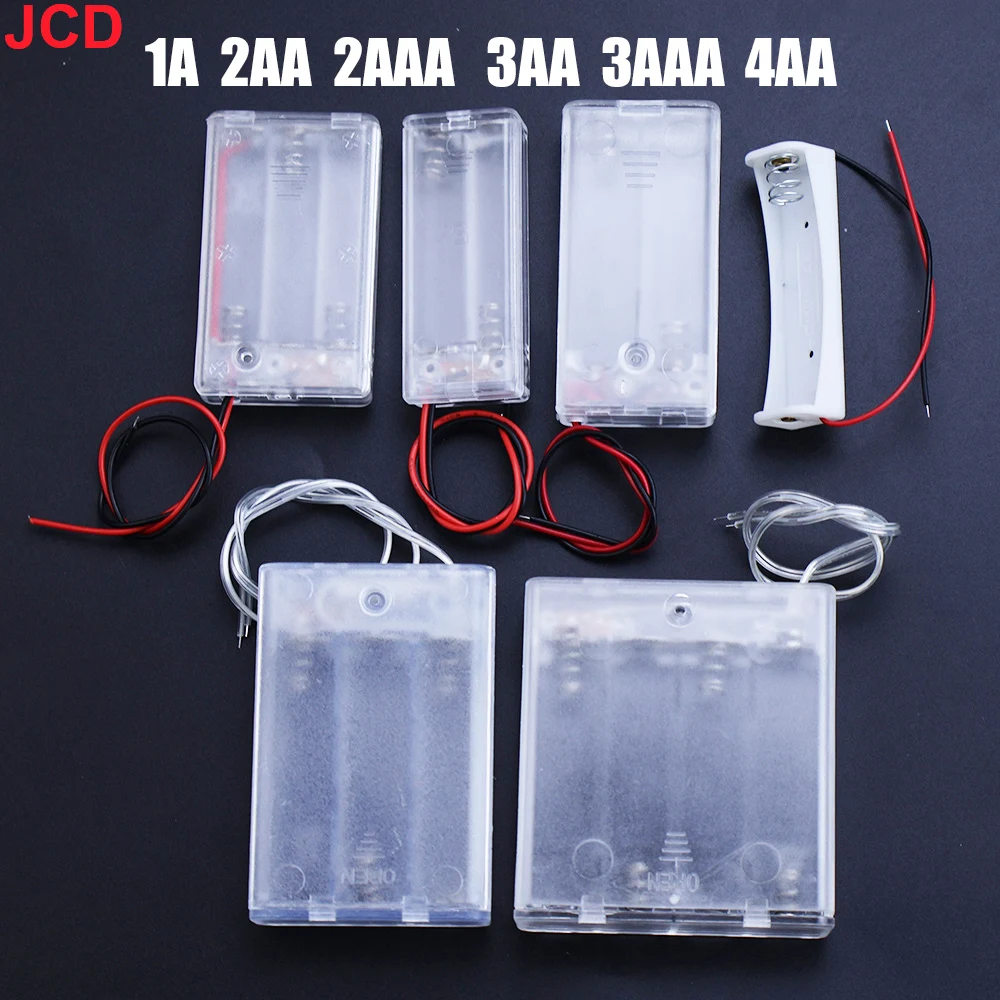 JCD 1 pieza de plástico transparente 1/2/3/4AA y 2/3AAA tamaño caja de almacenamiento de batería soporte con enchufe de batería de plomo No. 5 Y 7 - imagen 2