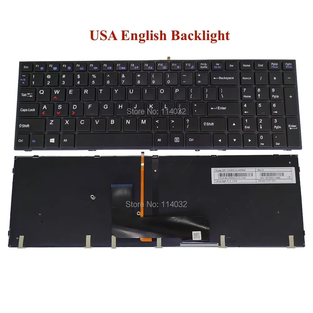 Teclado retroiluminado en inglés y ruso de EE. UU. para Clevo P650 P650SG P651SG P650SE P651SE P655SE teclado 6-80-P6500-013-1 MP-13H83USJ430B - imagen 2