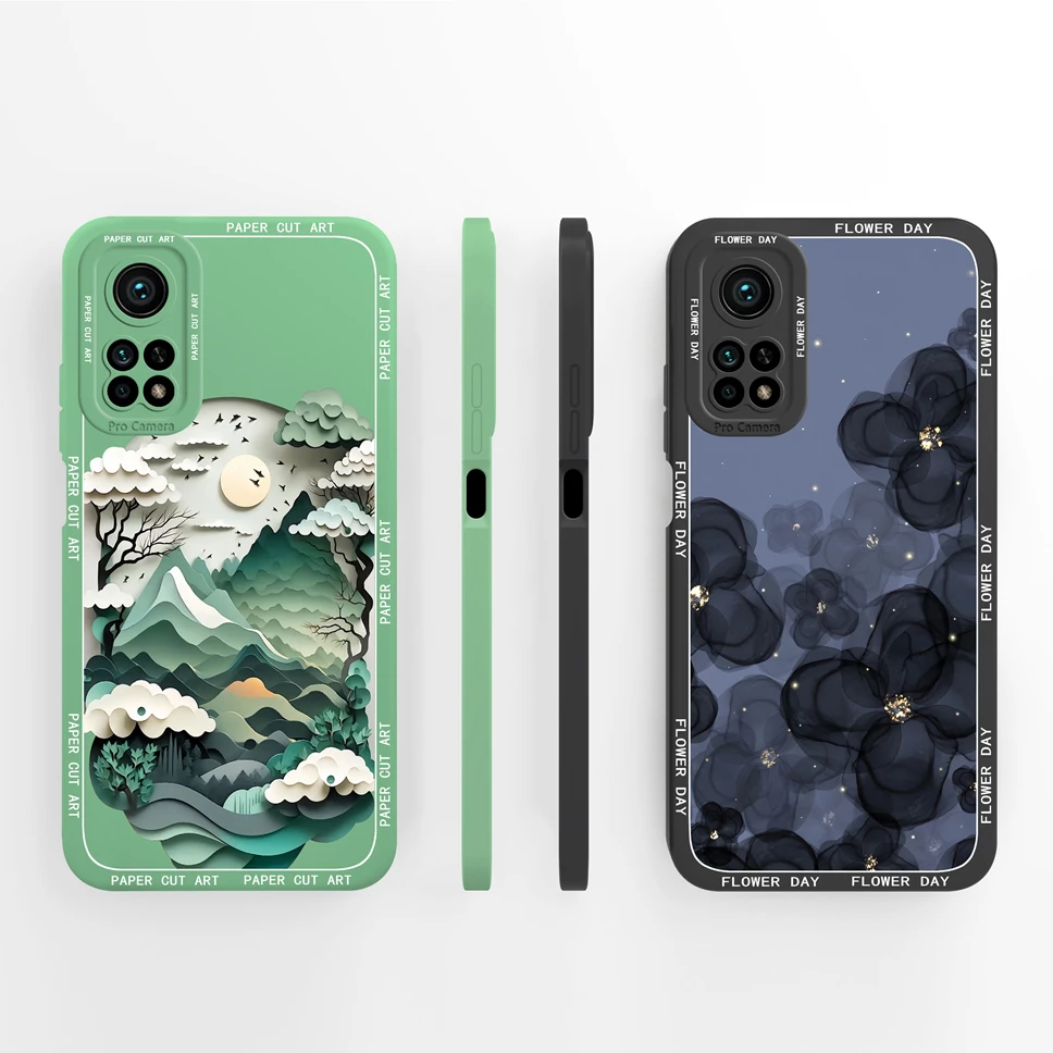 Funda de teléfono para Redmi K30S, Ultra bonita, minimalista, línea de flores, protección de cámara, cubierta de silicona líquida para RedmiK30S Ultra - imagen 4