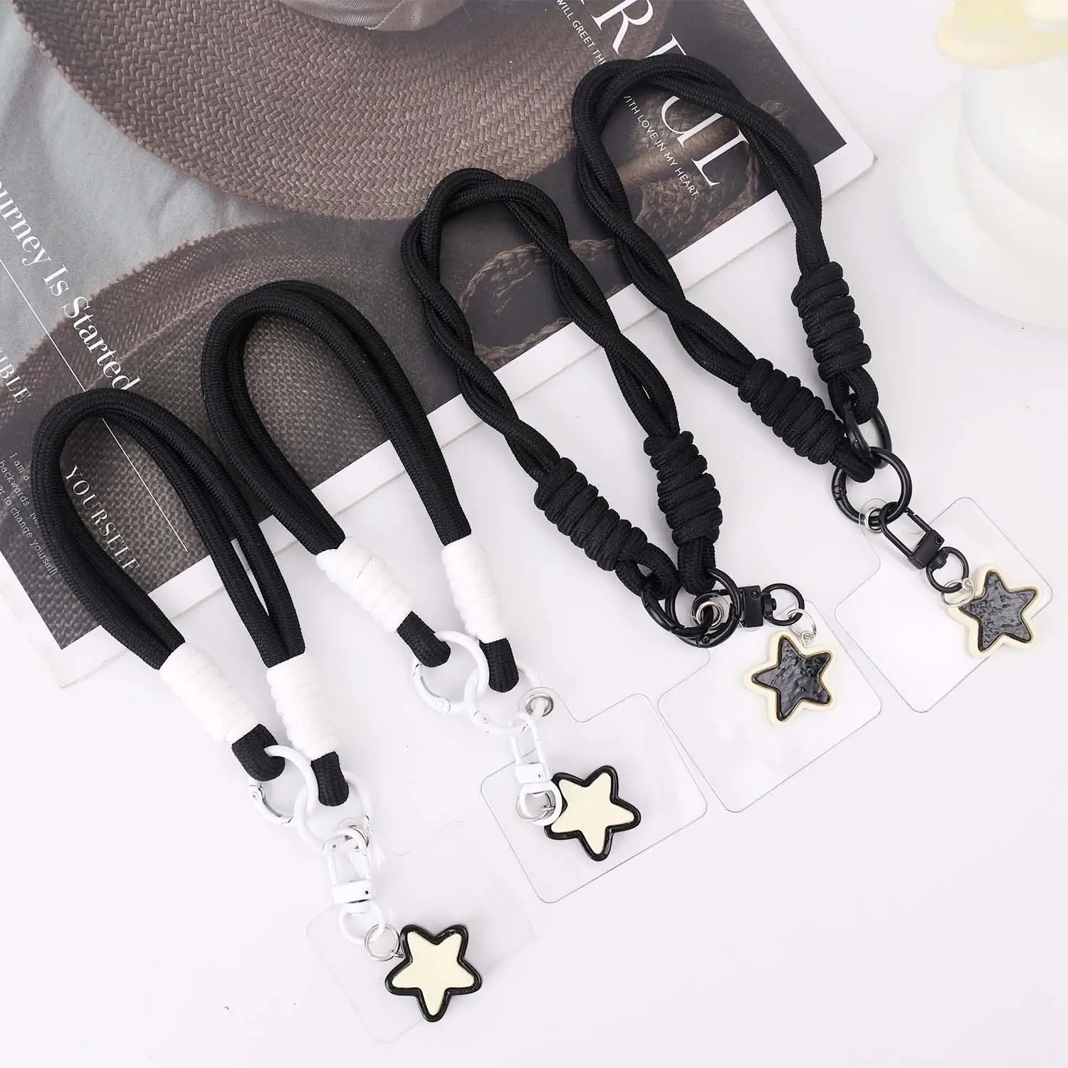 Llavero con correas de muñeca de estrella creativa, cordón para teléfono móvil para iPhone, Samsung, Xiaomi, Huawei, teléfonos móviles, dijes de cuerda de mano - imagen 3
