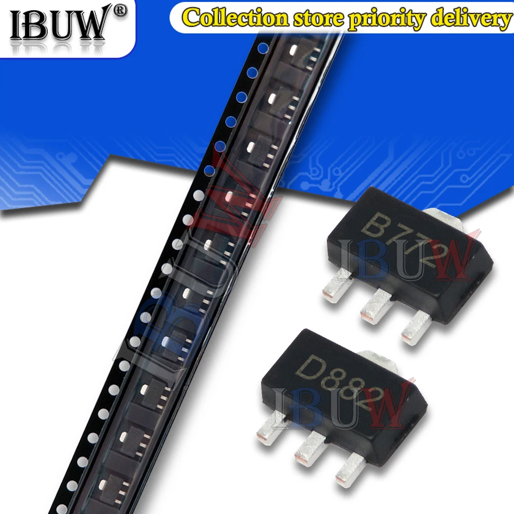 20 piezas 2SB772 SOT89 B772 SMD SOT-89 2SD882 D882 PNP TRANSISTOR de potencia media