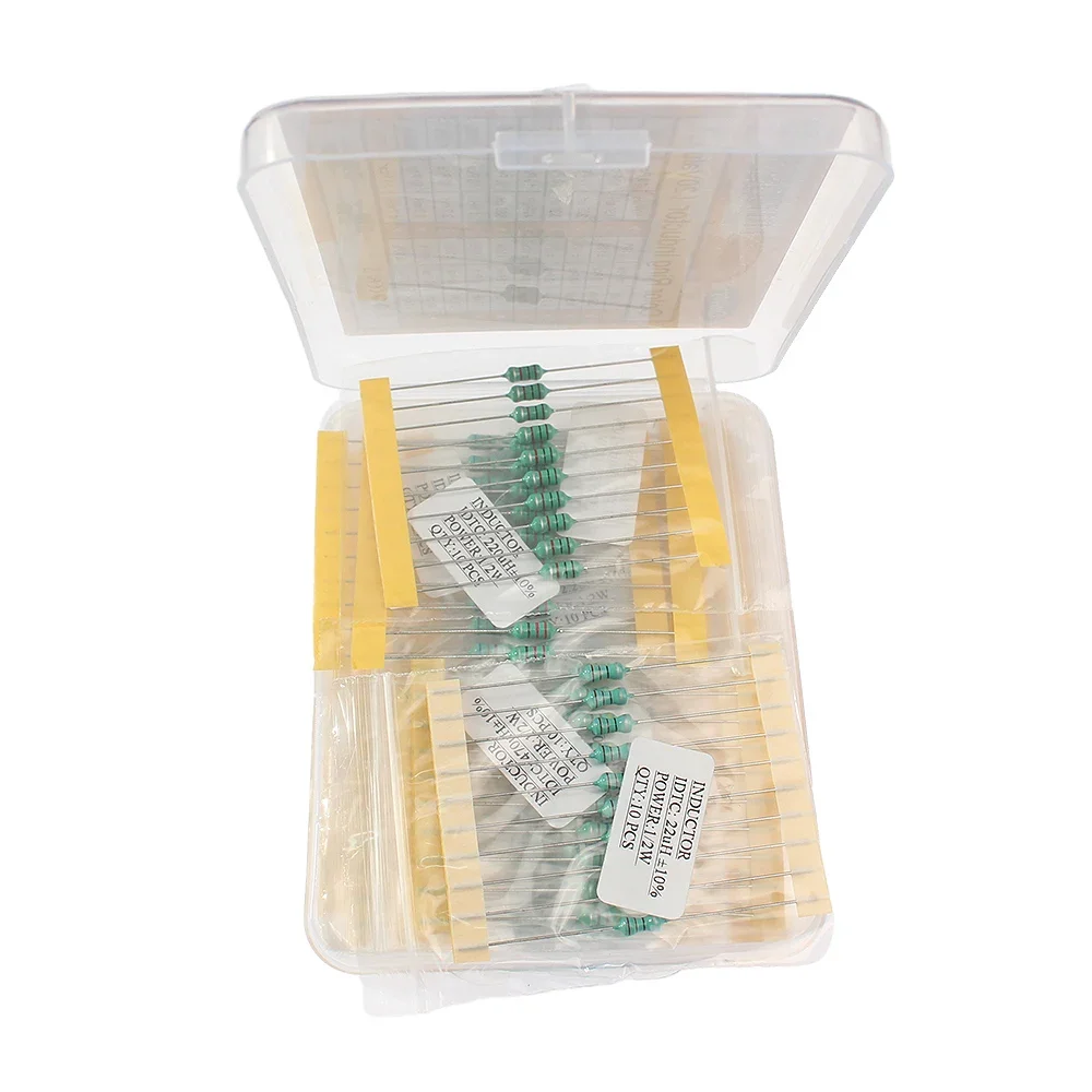 Juego de inductores de anillo de Color, Kit surtido de inductores de potencia de 200 vatios para bricolaje electrónico, 20 valores, 1/2W, ~ 4.7mH 1uH, 0,5 unids/lote por caja - imagen 3