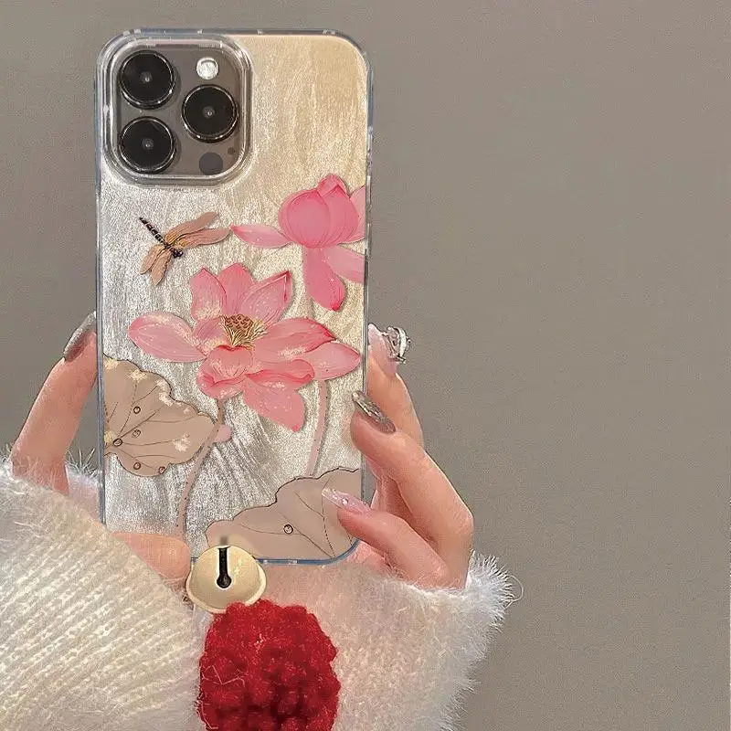 Funda de teléfono Simple rosa para Lotus para iPhone 16, funda de parachoques a prueba de golpes para iPhone 11, 12, 13, 14, 15 Pro Max XS X XR 7 8 Plus 16e - imagen 3