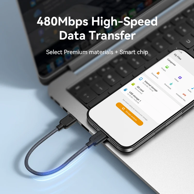 KUULAA PD 100W tipo C a tipo C Cable de datos cordón Cable de carga rápida portátil tipo C a USB C para iPhone Samsung portátil - imagen 4