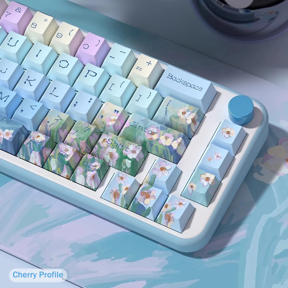 158 teclas Little Daisy Keycaps Cherry MDA perfil Keycap PBT tinte sublimación tecla para MX Teclado mecánico Gaming Office - imagen 5