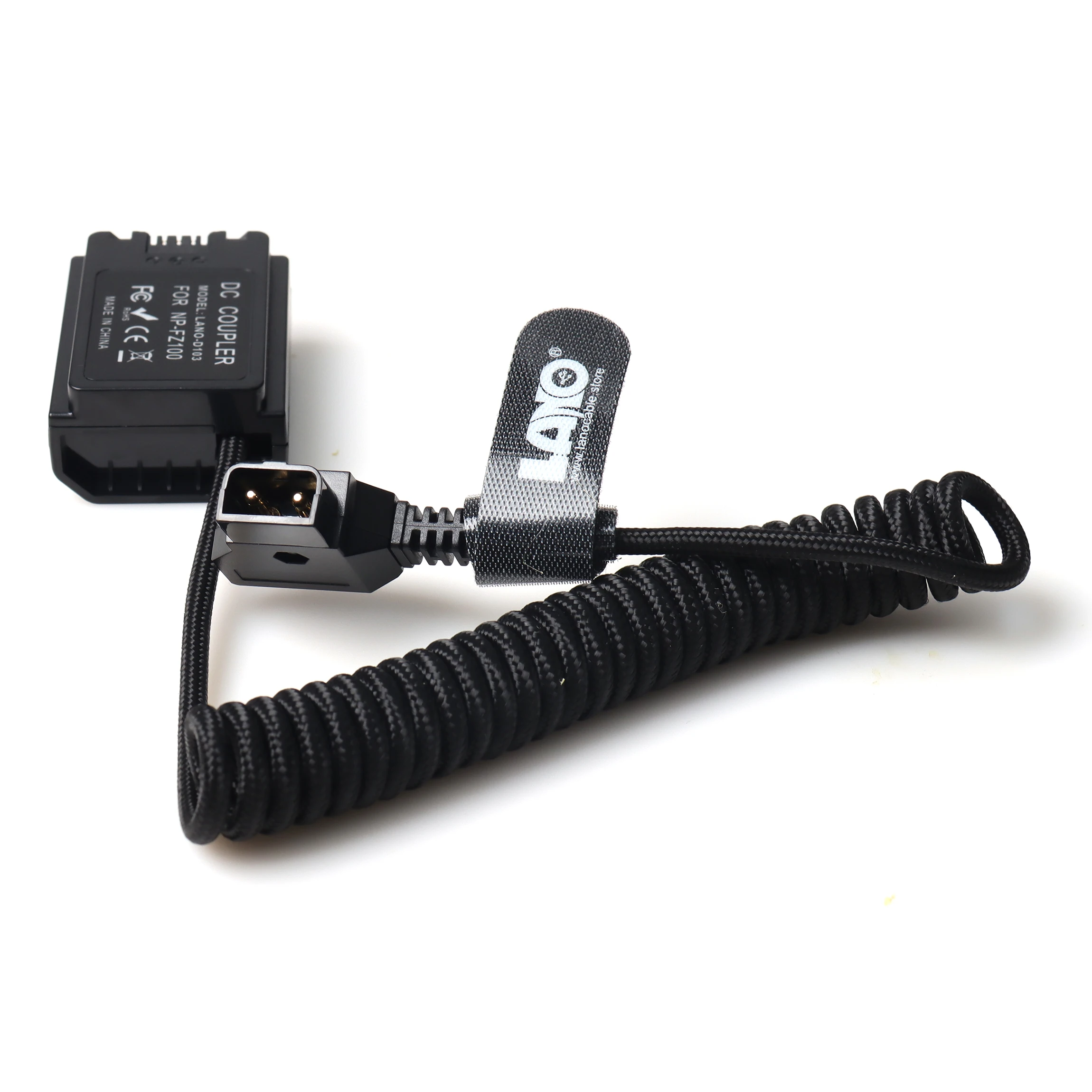 LANO D-Tap macho a DC acoplador batería simulada Cable de nailon en espiral para NP-FZ100, alambre de resorte de malla tejida, adecuado para cámara, duradero - imagen 2