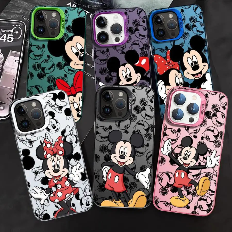 Funda de teléfono Disney Mickey Minnie pareja para Apple iPhone 16 11 Pro Max 16e 15 Plus XS Max X 13 12 Pro XR 14 Pro funda suave - imagen 5