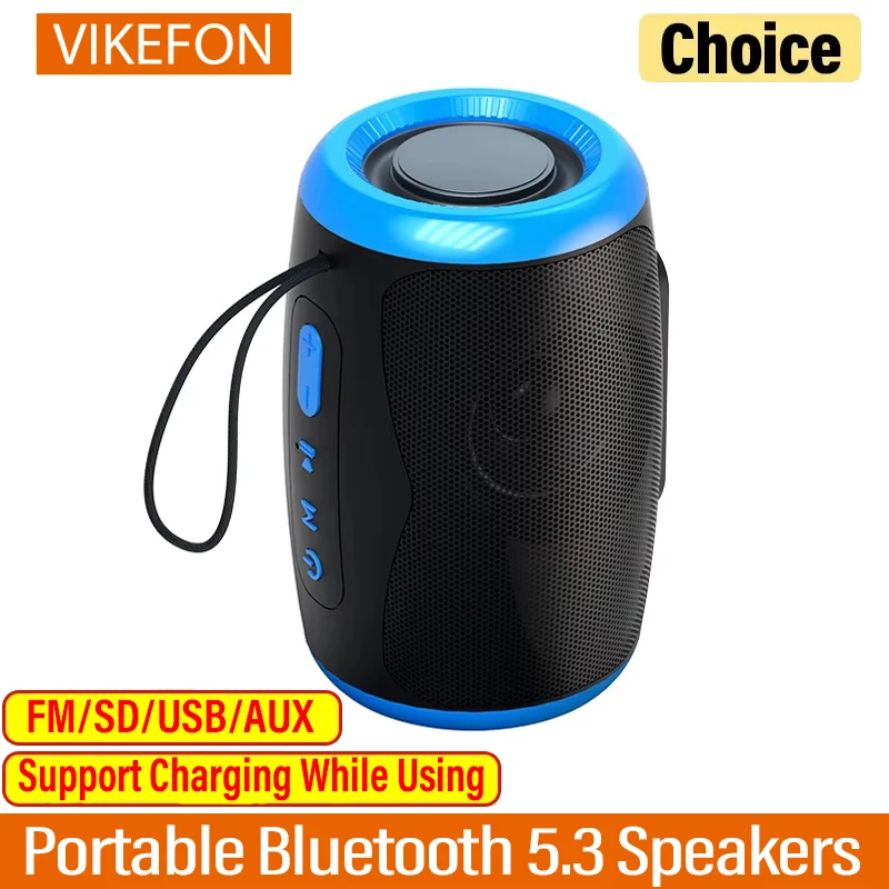 Altavoz portátil TSN-1, altavoces inalámbricos Bluetooth 5,3 con TWS estéreo FM/SD/disco USB/modos Aux, resistente al agua para sonido Hifi al aire libre