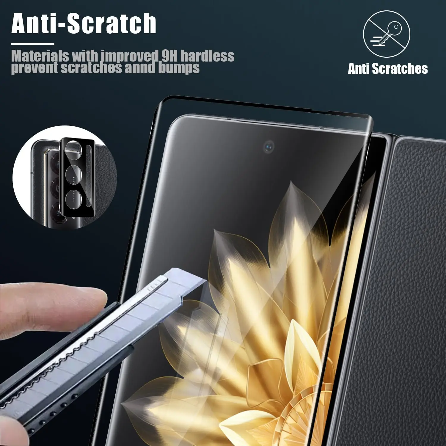 Cubierta protectora de vidrio curverd 3D para Honor Magic V2, Protector de pantalla de vidrio templado para lente de cámara Honor Magic V2 - imagen 3