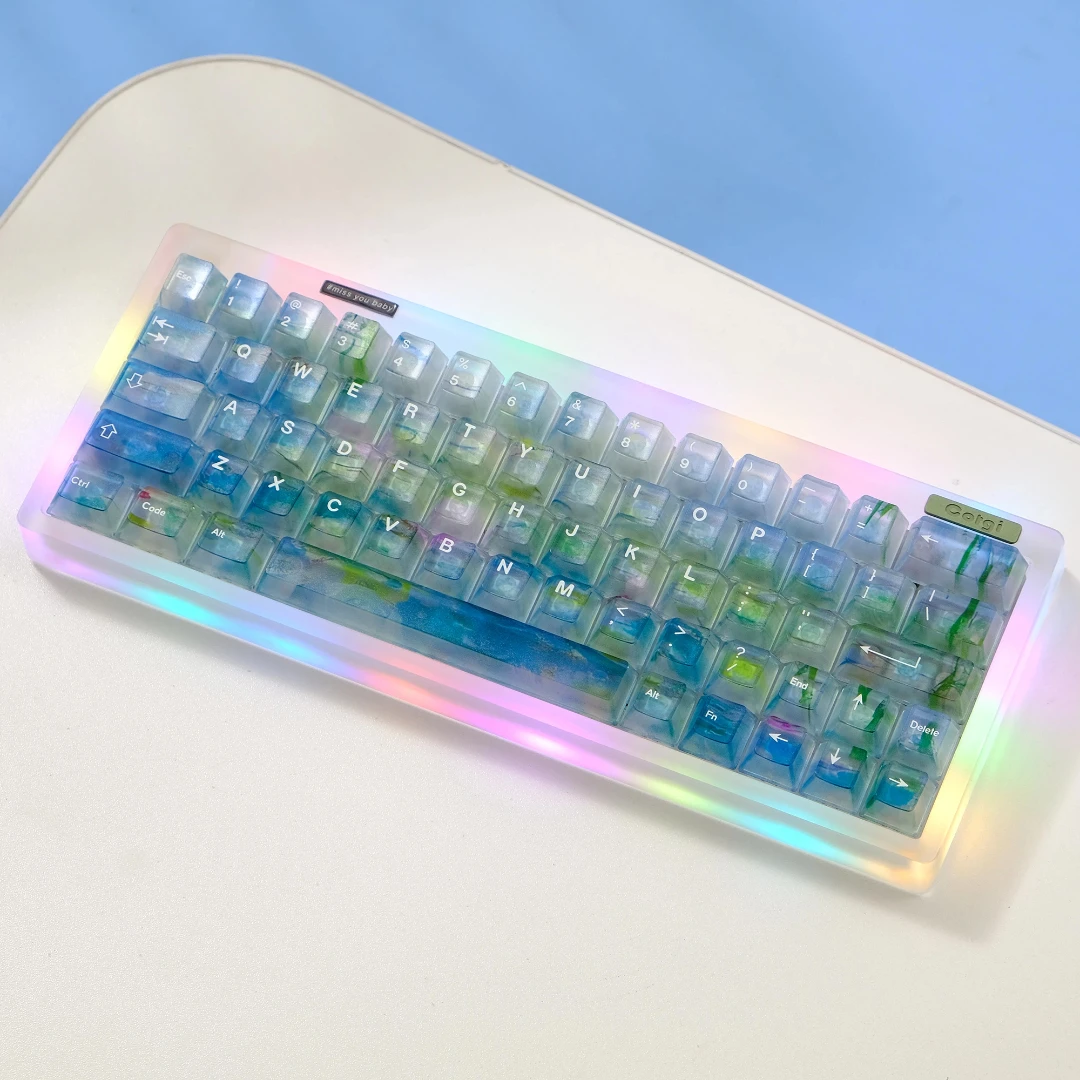 Aifei ABS 122 teclas teclas antiniebla translúcido estanque de loto luz de luna para teclado mecánico AULA F75 Ajazz Anne Pro2 juego PC - imagen 5