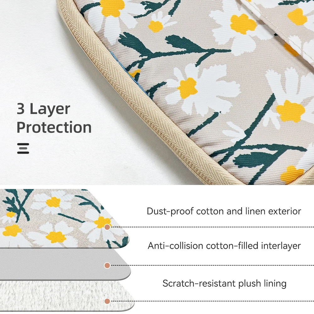 Funda de 6-7 pulgadas para Kindle, funda acolchada con margaritas bordadas, funda protectora para Kindle/Kindle Oasis de 6" - imagen 3