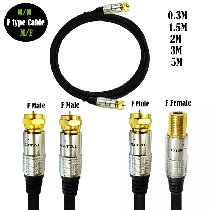 TV 9.5mm Male To F Type Male & Female Coaxial TV Satellite Antenna Cable 0.3m 1.5m 2m 3m 5m - imagen 5