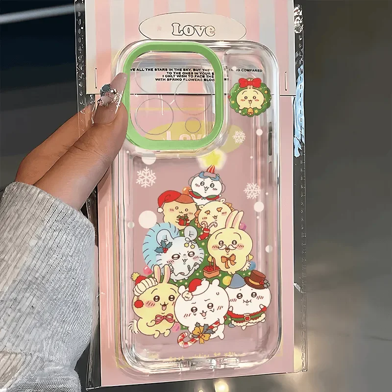 Navidad c-chiikawa Kawaii funda de teléfono de dibujos animados para iPhone 11 12 13 14 15 16 17 Pro Max X XR XS MAX 16e 7 8 Plus Y2K funda suave - imagen 2