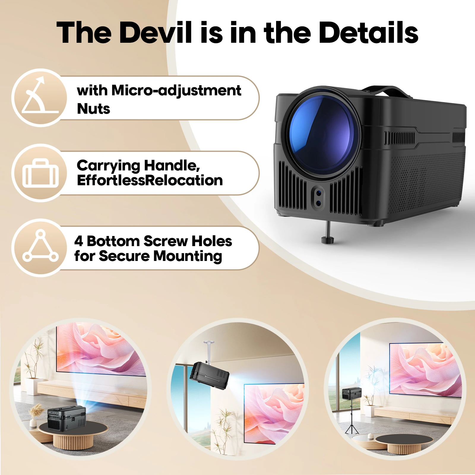 Proyector Magcubic Auto Focus 900ANSI de alcance ultracorto con compensación automática 1080P 8K HD WiFi6 BT5.4 Allwinner H716 Voice nuevo HY450 - imagen 5