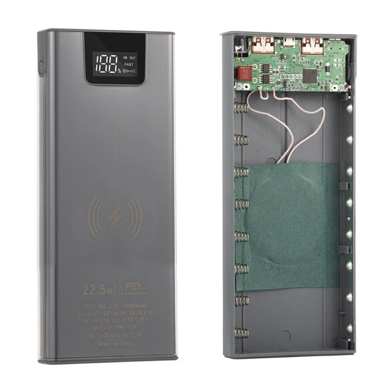 Carcasa exterior de Metal resistente, cargador de 8x18650, sin baterías, envío directo - imagen 4