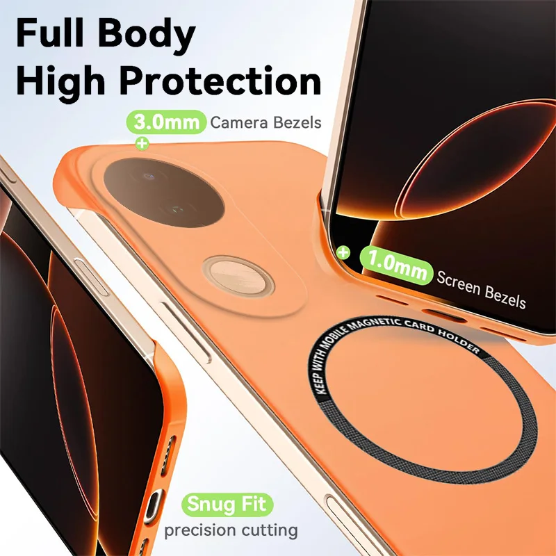 Fundas de teléfono magnéticas delgadas para VIVO S20 Pro VIVOS20 V2429A, cubierta dura de PC antiarañazos mate, armadura a prueba de golpes sin bordes - imagen 4