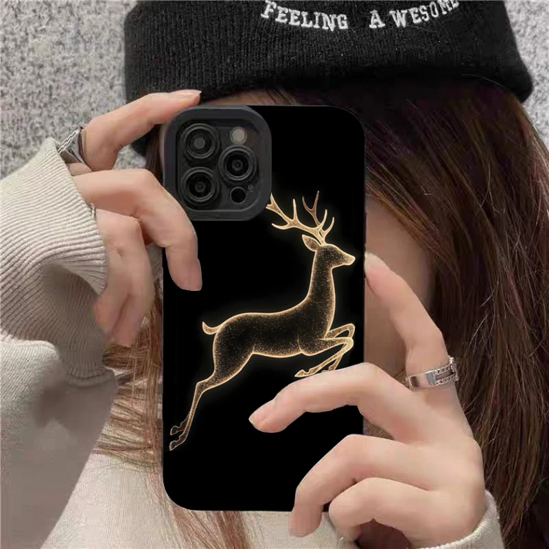 Funda de teléfono negra con diseño de ciervo dorado para Xiaomi Mi 11 Lite 5G 15T 14T 13T 12T Poco F7 F6 M6 X7 X6 X5 Pro F5 - imagen 4