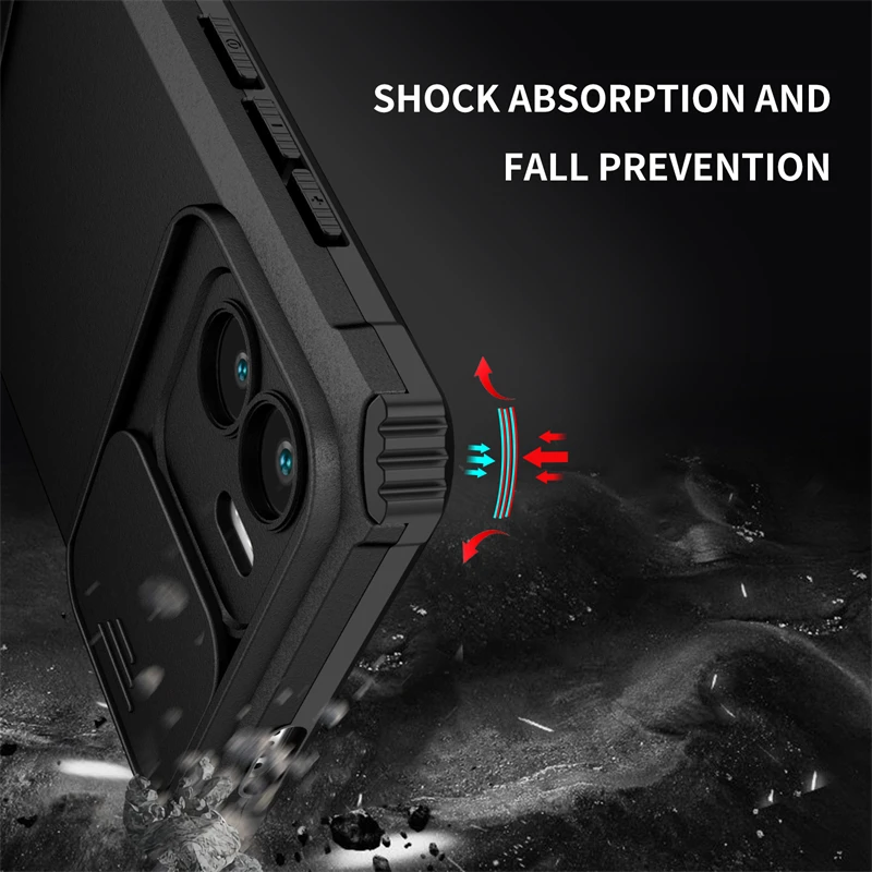 Para Xiaomi Redmi A1 funda protectora de cámara deslizante soporte fundas de teléfono para Redmi A1 A 1 RedmiA1 1A 6,52 armadura contraportada - imagen 3