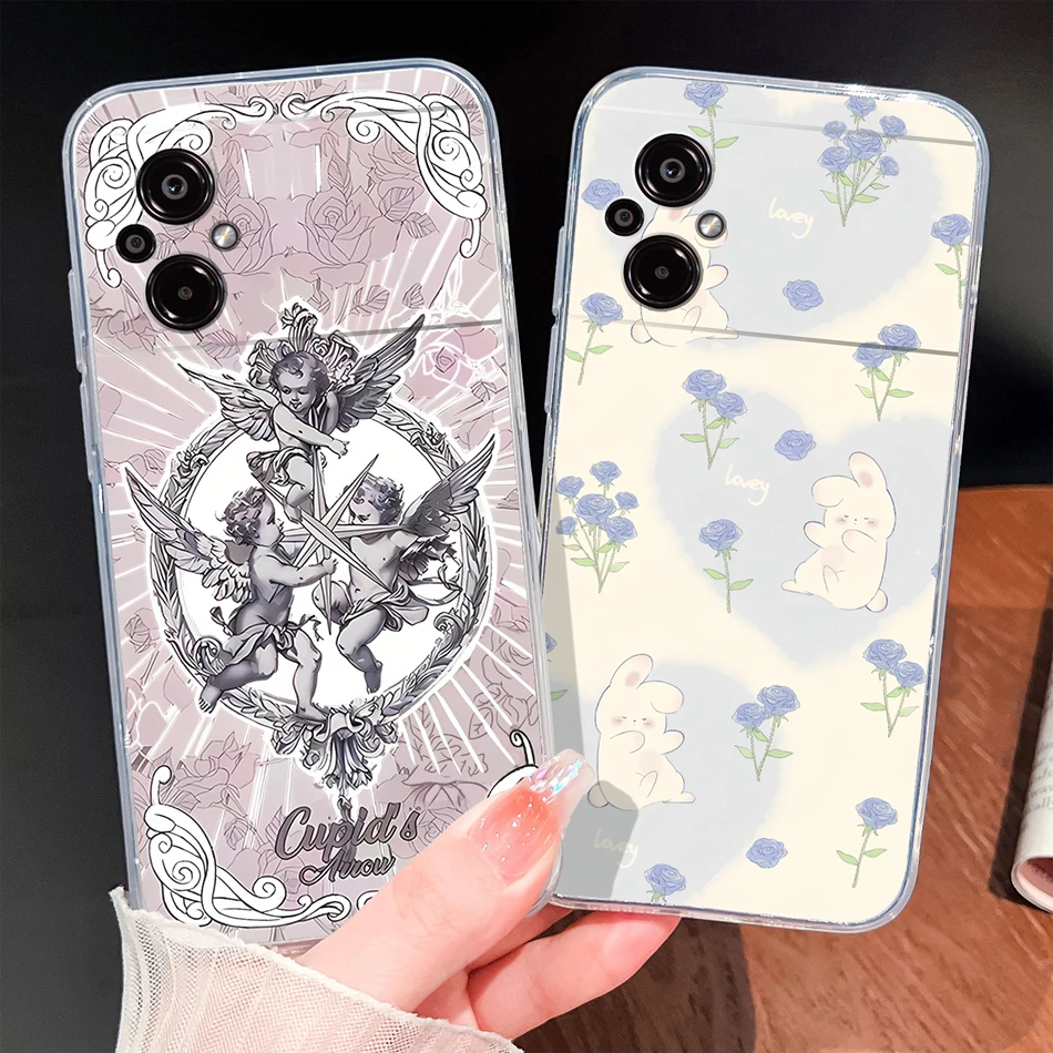 Para POCO M5 M5S Funda de teléfono con patrones de flores encantadoras suave delgada TPU transparente Funda ligera de silicona para Poco M 5 Funda Shell - imagen 3