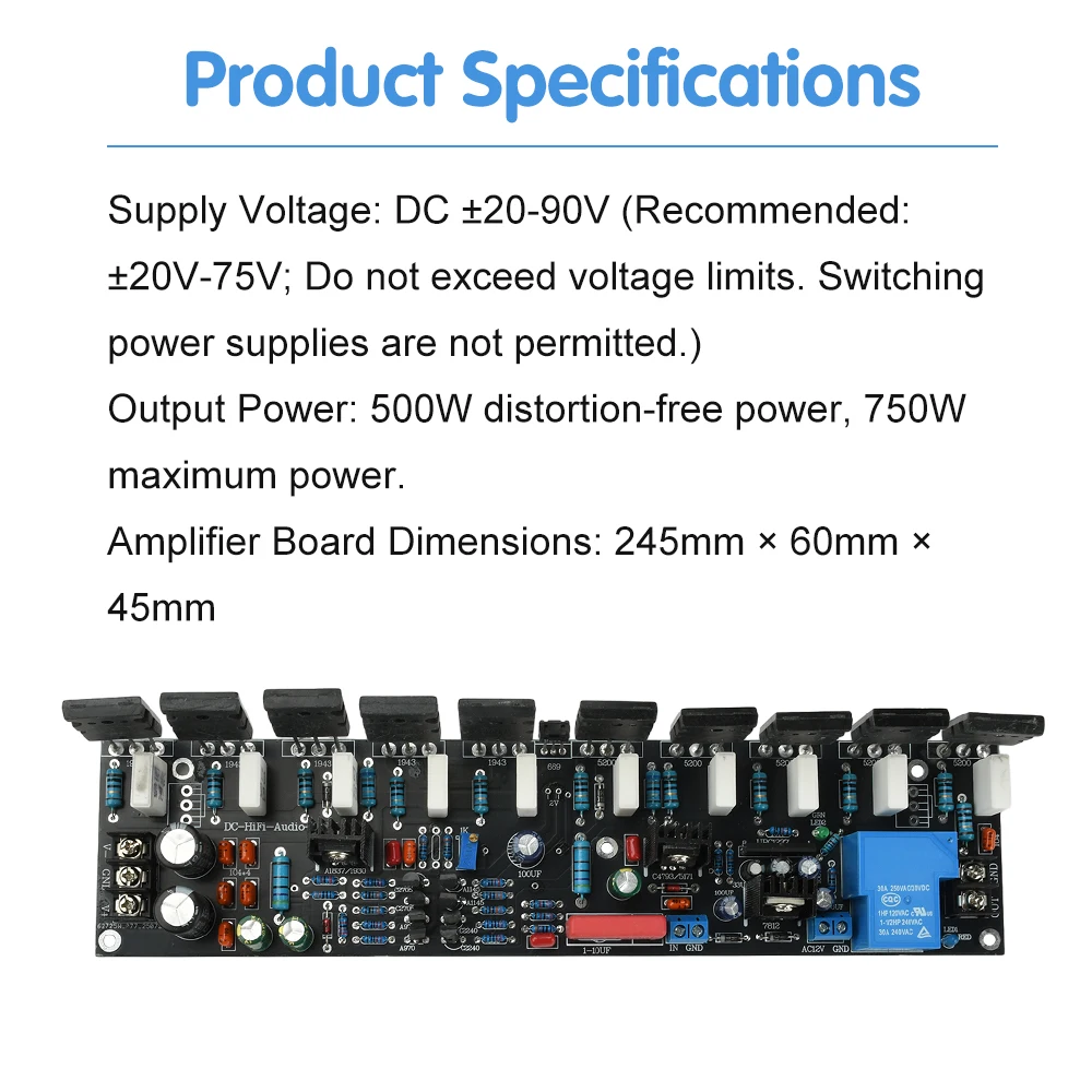 AMPLIFICADOR DE POTENCIA de un solo canal DC 20 ~ 90V 500W 943 + 5200 amplificador de Audio de tubo de alta potencia para altavoz de 15W amplificador de cine en casa - imagen 2