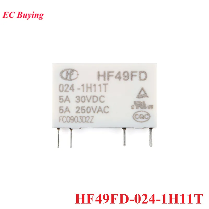 5/1 Uds relés de potencia HF49FD HF49FD-005-1H11T HF49FD-012-1H11T HF49FD-024-1H11T DC 5V 12V 24V 5A 4 pines Relais pies distancia 5,08mm - imagen 5