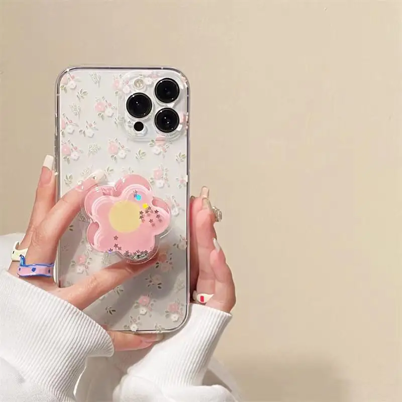 Funda con soporte para teléfono móvil Huawei, carcasa cuadrada de silicona suave con diseño de flores rosas, arena movediza, para Honor X7B, X8B, X9B, Nova 5T, P40 Lite - imagen 2