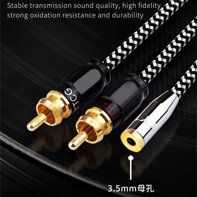 Cable Jack de 3,5mm a 2 RCA hembra a 2 RCA macho, Cable auxiliar de Audio para amplificador, TV, cine en casa, 3,5 - imagen 2