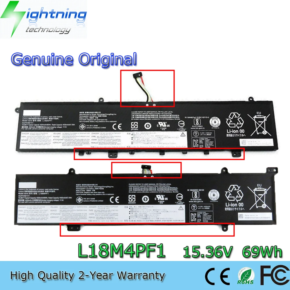 Batería Original L18M4PF1 para portátil Lenovo, Original, 15,36 V, 69Wh, S740, C940, 15IRH, 81TE, L18D4PF1, SB10W67267