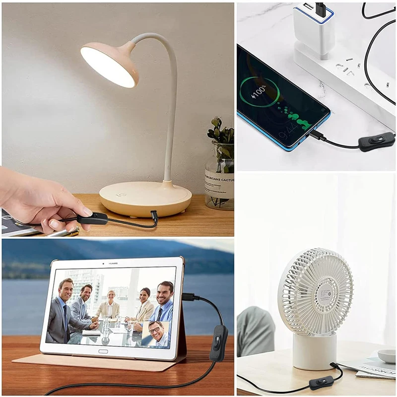 Cable de interruptor tipo C de 120CM/1,2 M, Cables de extensión Micro USB, Cable de carga con interruptor de encendido/apagado USB a DC 5521 55*21 para teléfono - imagen 3