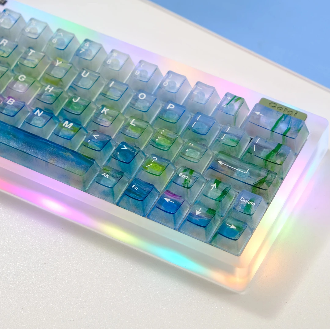 Aifei ABS 122 teclas teclas antiniebla translúcido estanque de loto luz de luna para teclado mecánico AULA F75 Ajazz Anne Pro2 juego PC - imagen 4