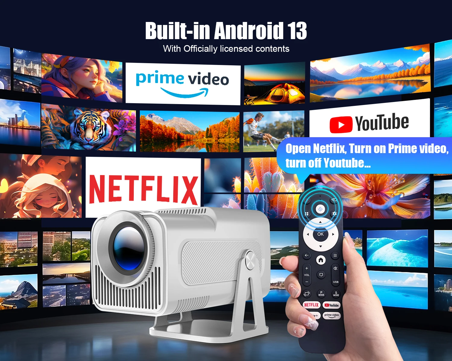 Magcubic Mini proyector con licencia de Netflix con Wifi BT5.2 1080P HY320 NTV proyector Auto Keystone Control de voz aplicaciones integradas - imagen 4