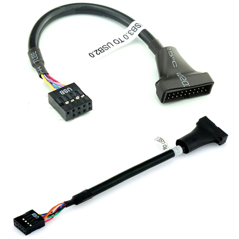 Adaptador de placa base USB 3,0 a 2,0, convertidor de Cable de cabecera, placa base USB 3,0, 20 pines a 9 pines, USB 2,0, 9 pines a 20 pines - imagen 3