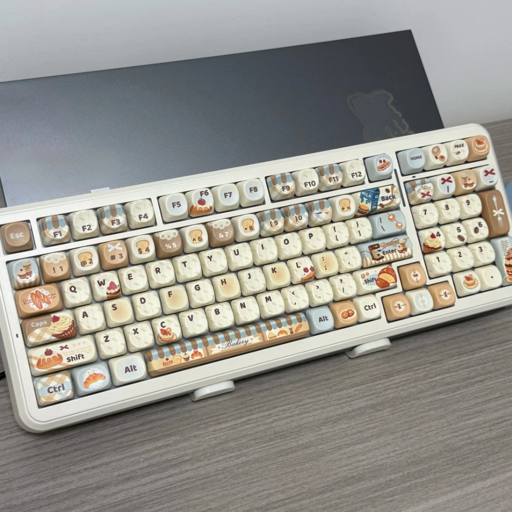 Juego de teclas con tema de casa para asar café, perfil de cereza SOA, teclas pintadas a mano, bonitas teclas para teclado mecánico, 131 teclas - imagen 5