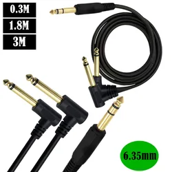 Cable Divisor Y Audio 6,35mm TRS Estéreo a Doble TS Mono 90 Grados Oro