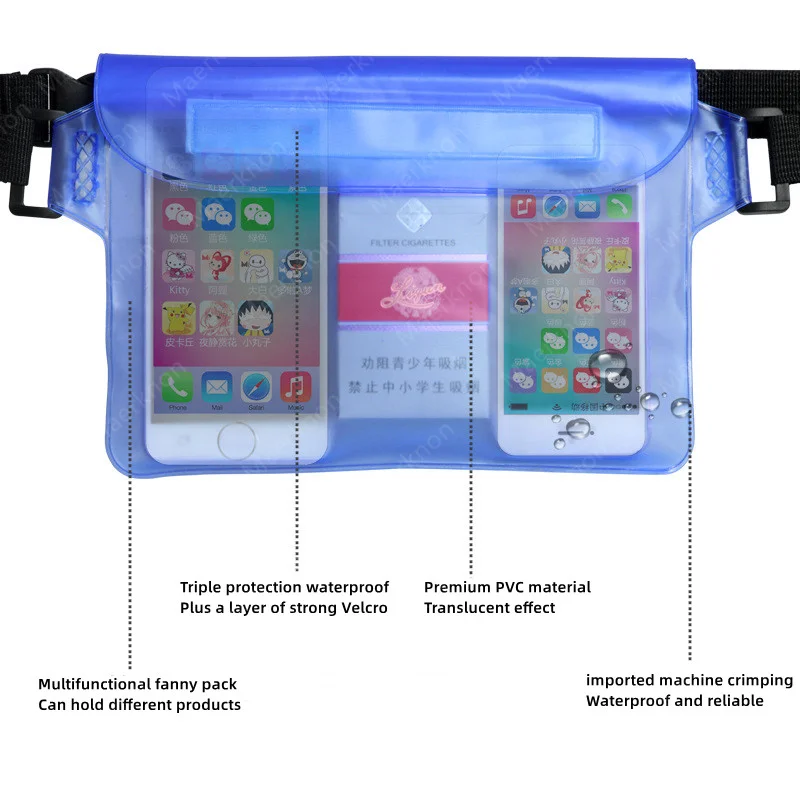 Bolsa de natación de sellado impermeable de 3 capas, bolsa de protección seca subacuática transparente de gran tamaño para iphone, bolsa para teléfono móvil - imagen 4