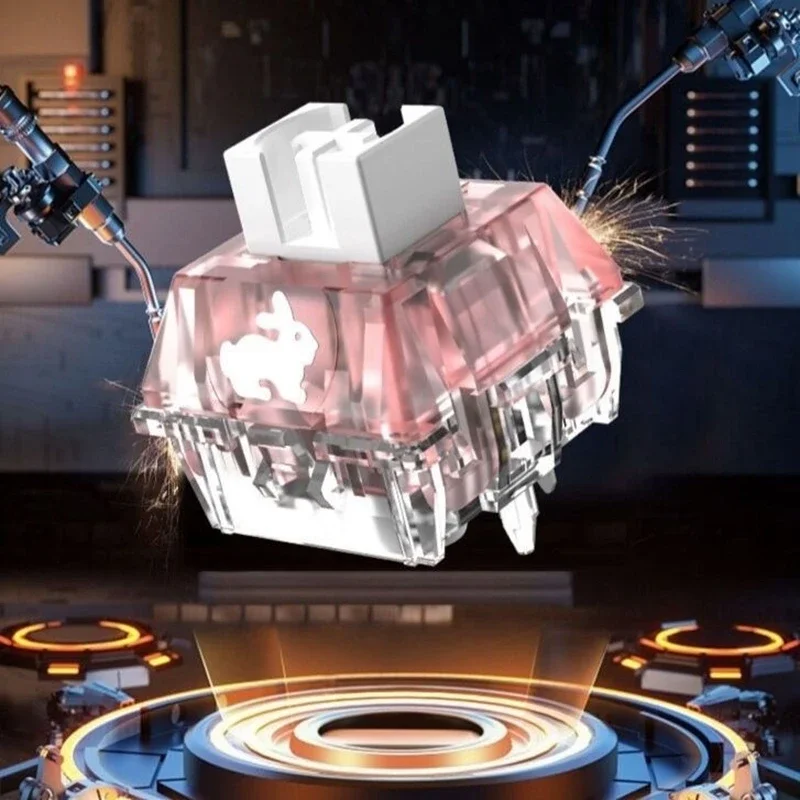Interruptor silencioso TTC Rabbit versión RGB transparente rosa 5 pines 42g interruptores de teclado mecánico personalizados lubricación fina de velocidad rápida - imagen 2