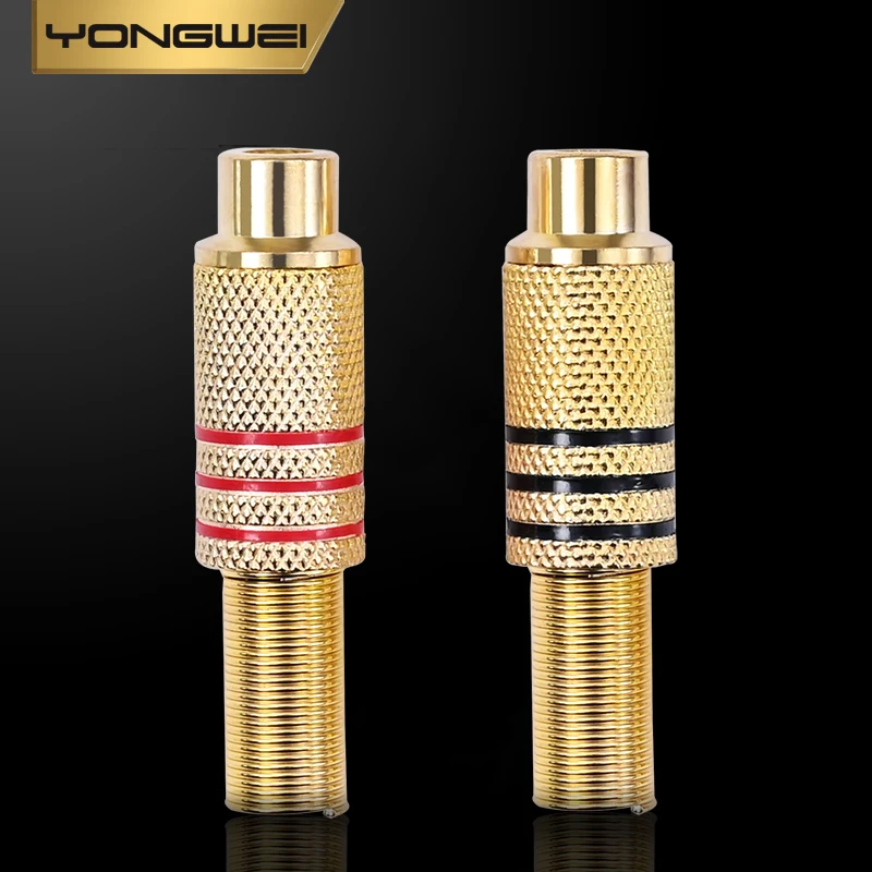 YONGWEI-reproductor de vídeo hembra RCA soldado chapado en oro, adaptador de piezas DIY, conector de audio AV, enchufe macho de resorte de metal - imagen 3