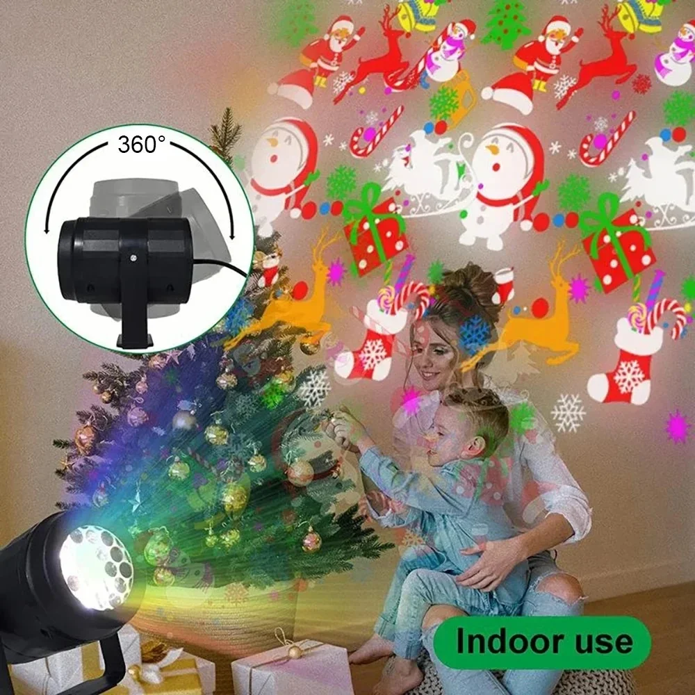 Proyector Proyección de luces navideñas para escenario 360 ° Luces navideñas LED de 16 modos de rotación para Navidad, fiesta navideña, carnaval 2024 - imagen 4