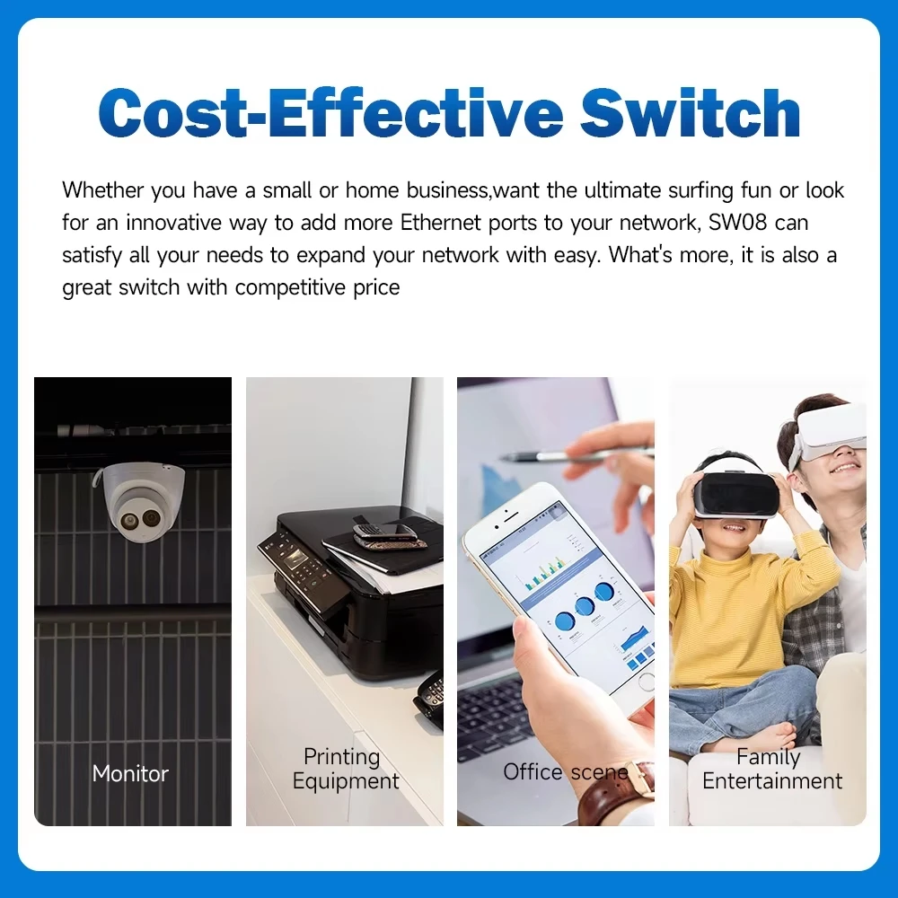 Conmutador de red Gigabit de 8 puertos, 10/100/1000Mbps, conmutador inteligente Ethernet, concentrador RJ45 de alto rendimiento, divisor de Internet - imagen 4