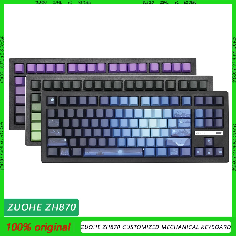 Zuohe Zh870 Teclado mecánico inalámbrico tres modos personalizado Keycap Rgb Mahjong sonido electrónico deportes teclado de juego de oficina
