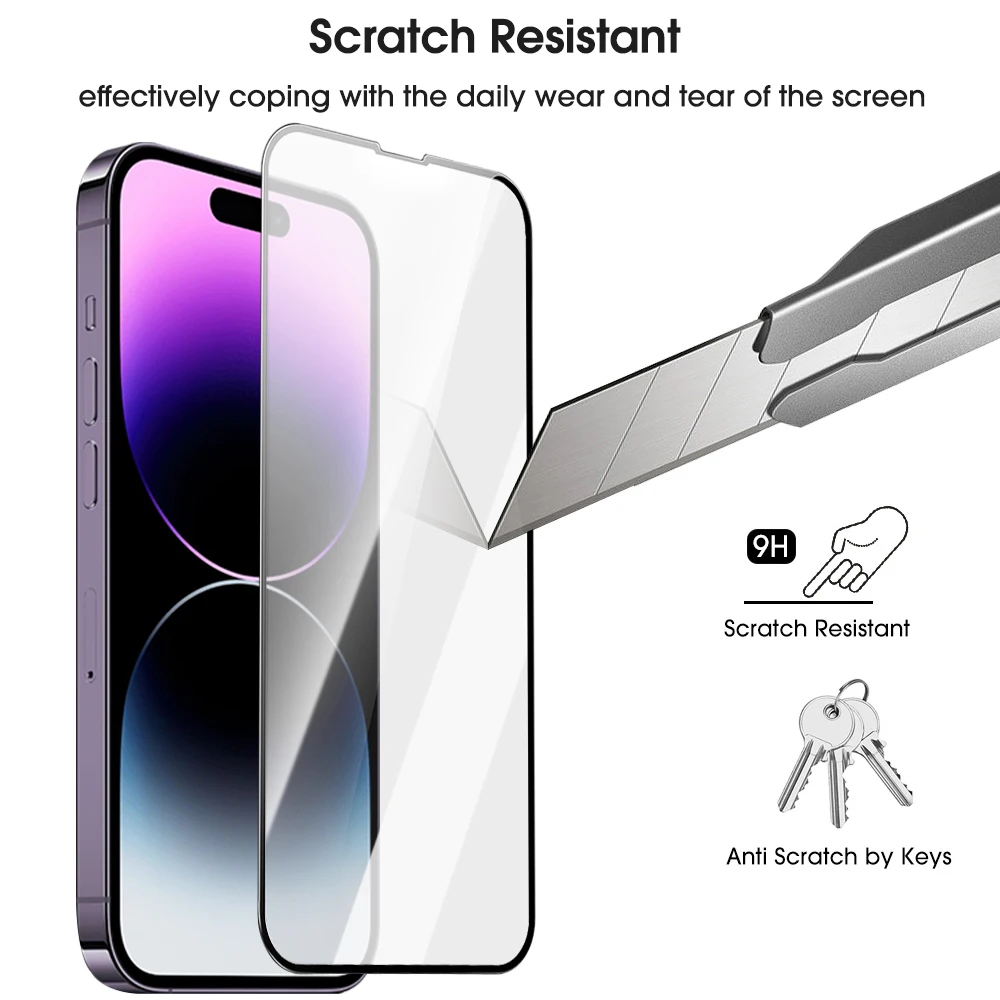 Protector de pantalla para iPhone 16 Plus 16 Pro Max, cubierta de pegamento completo, películas protectoras de vidrio templado para iPhone 16, accesorios para teléfono - imagen 4