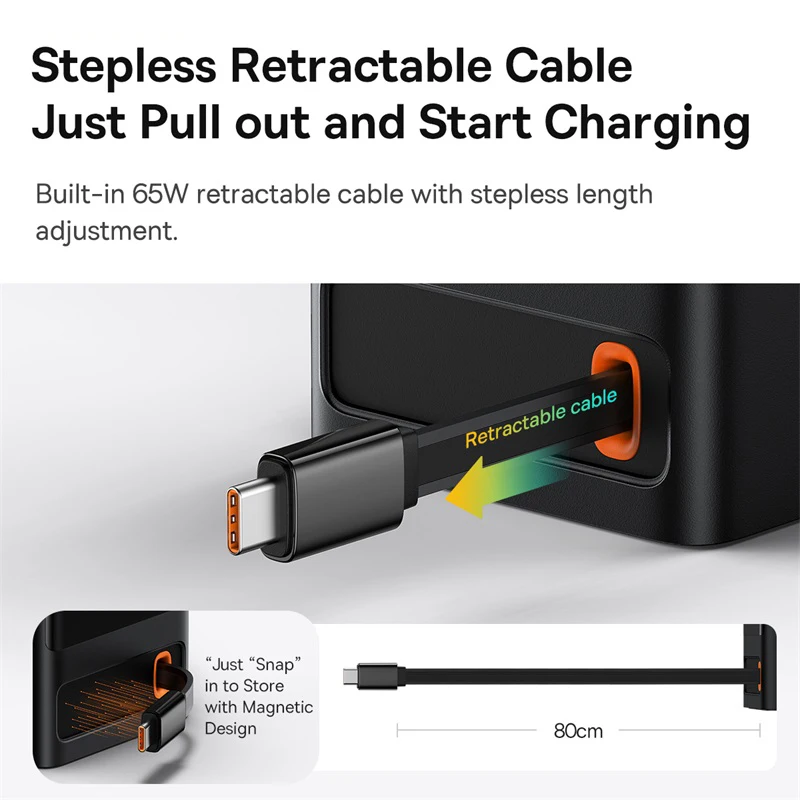 Baseus-cargador de escritorio Digital, tira de alimentación de 65W, retráctil C, Cargador rápido PowerCombo para ordenador portátil y teléfono - imagen 5