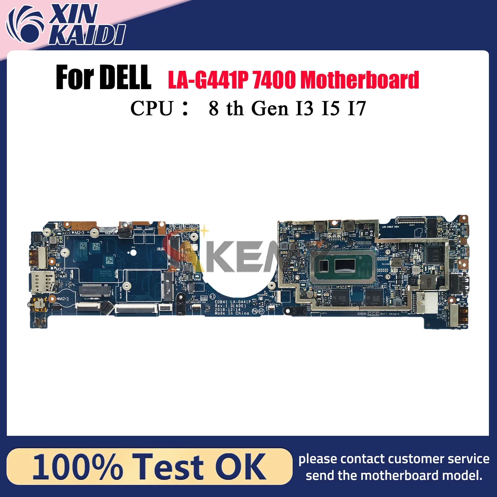 Para la placa base del ordenador portátil Dell Latitude 7400 LA-G441P con i5 i7 8th gen CPU 8G 16G 0R5P25 54PCJ 100% completamente probado