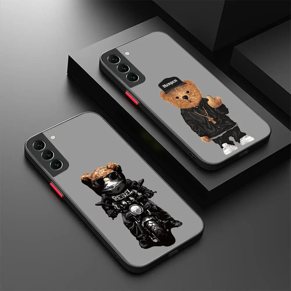 Cqoue-Funda transparente mate de Mascota de oso de peluche, carcasa divertida para Samsung S23 Ultra Galaxy S20 S21 S22 FE Ultra S10 Lite S8 S9 Plus - imagen 3