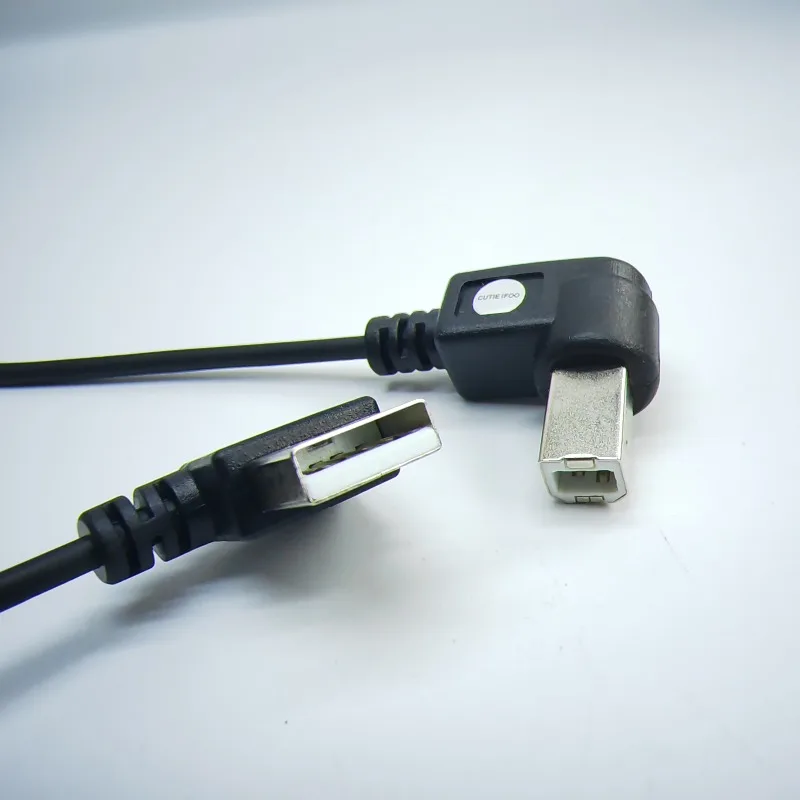 Cable USB impresora conector 90° espiral duradero resistente - imagen 5