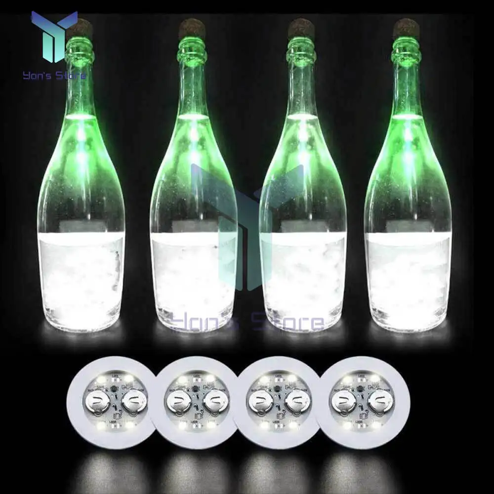 Barra de fiesta, posavasos LED colorido para taza, pegatina de luz LED adhesiva, etiqueta, posavasos para botella para champán, Vodka, vino, bebidas, Flash